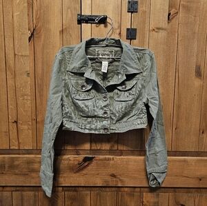 Vintage Women's Green Cropped Jacket